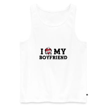 J’aime mon petit ami - Je cœur mon petit ami - Débardeur bio Premium Homme - blanc - Devant - AI Model Male 178 light (178cm)