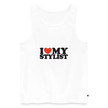 I love my stylist Herz Shirt - Männer Premium Bio Tank Top - Weiß - Vorne - Michal (187cm)
