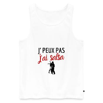 Je peux pas j'ai salsa humour - Débardeur bio Premium Homme - blanc - Devant - AI Model Male 178 light (178cm)