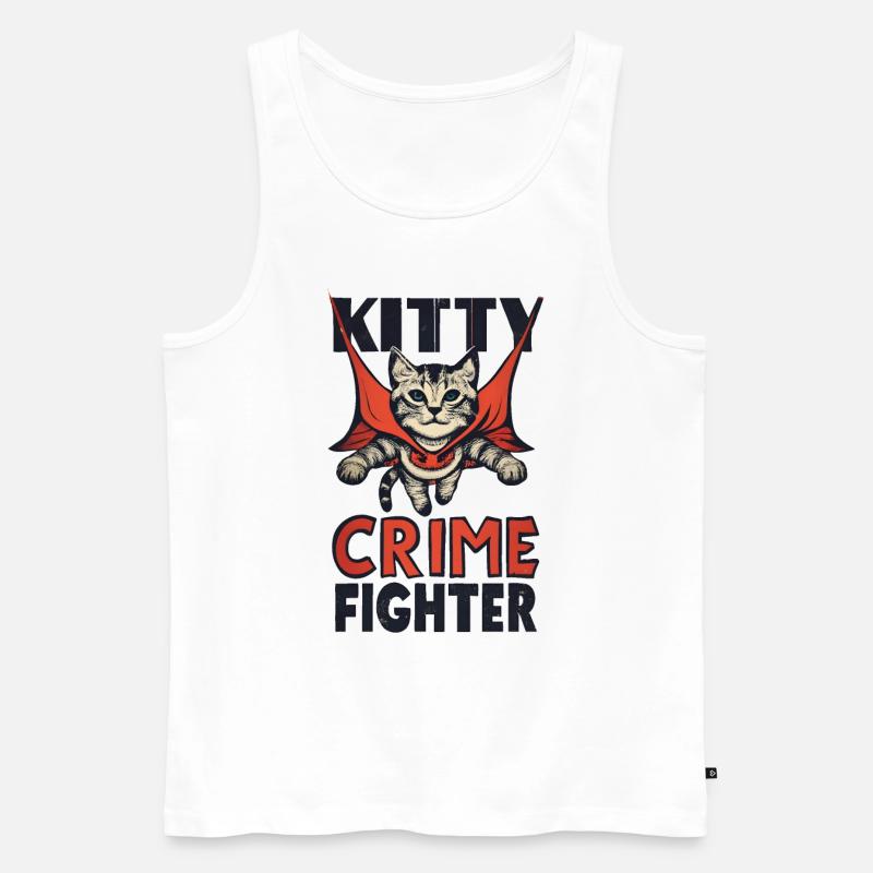 Katze Superheld - Männer Premium Bio Tank Top - Weiß