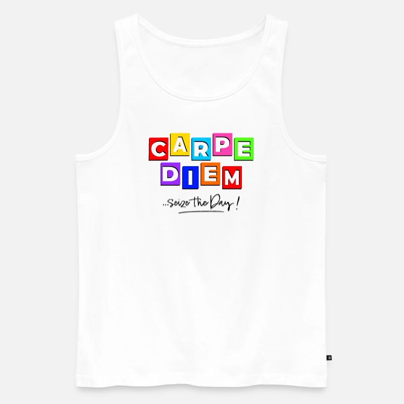 Carpediem im Comic-Stil - Männer Premium Bio Tank Top - Weiß