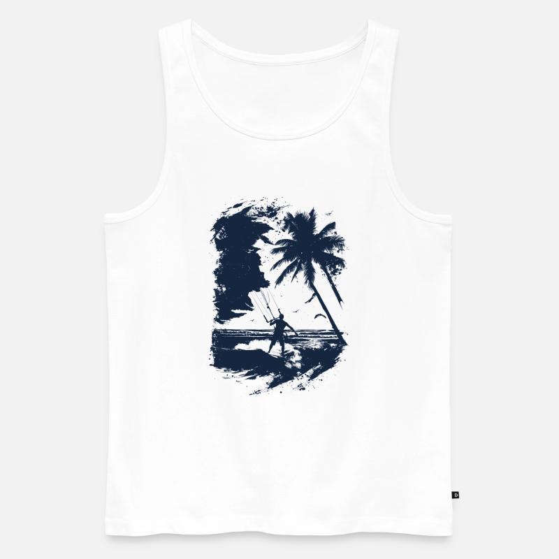 Kiteboarder in blauem Print - Männer Premium Bio Tank Top - Weiß