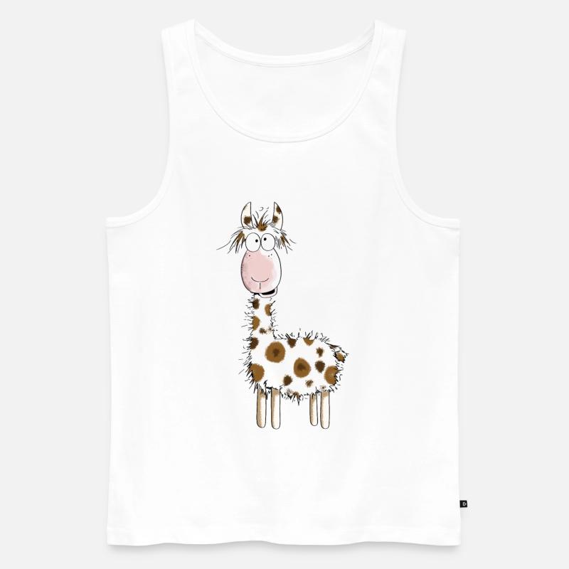 Crazy Lama - Lamas - Alpaka - Comic - Geschenk - Männer Premium Bio Tank Top - Weiß