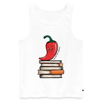 Hot Reads | Funny Chili BookTok Design - Men's Premium Organic Tank Top - white - Front - Michal (187cm)