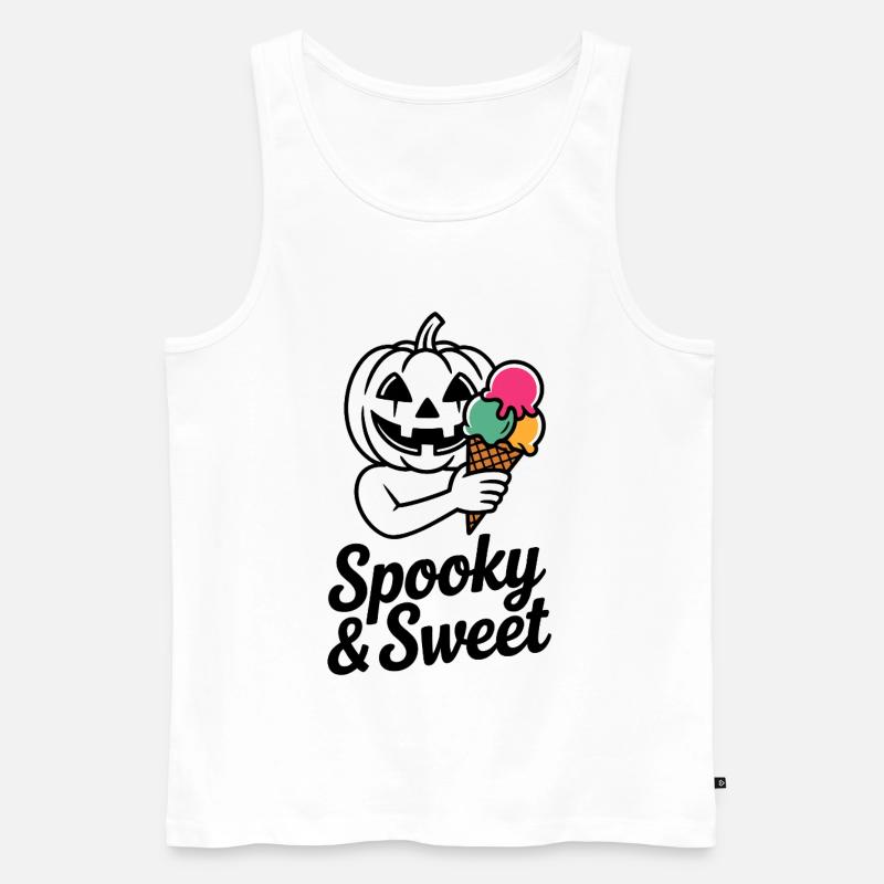 Halloweenkürbis mit Eiscreme - Männer Premium Bio Tank Top - Weiß