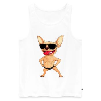 Chihuahua Trainer - Men's Premium Organic Tank Top - white - Front - AI Model Male 178 light (178cm)