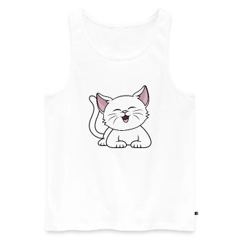 Propriétaire de Chaton blanc Chats Mignon Chat - Débardeur bio Premium Homme - blanc - Devant - Michal (187cm)