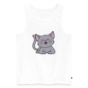 Mignon Chat Gris Chaton Chats Propriétaire de Chat - Débardeur bio Premium Homme - blanc - Devant - AI Model Male 178 light (178cm)