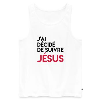 J'ai décidé de suivre Jésus - Débardeur bio Premium Homme - blanc - Devant - AI Model Male 178 light (178cm)