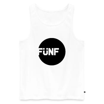 fuenf___f1 - Men's Premium Organic Tank Top - white - Front - AI Model Male 178 light (178cm)