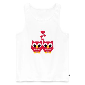 Chouette Hibou Amour - Débardeur bio Premium Homme - blanc - Devant - Michal (187cm)