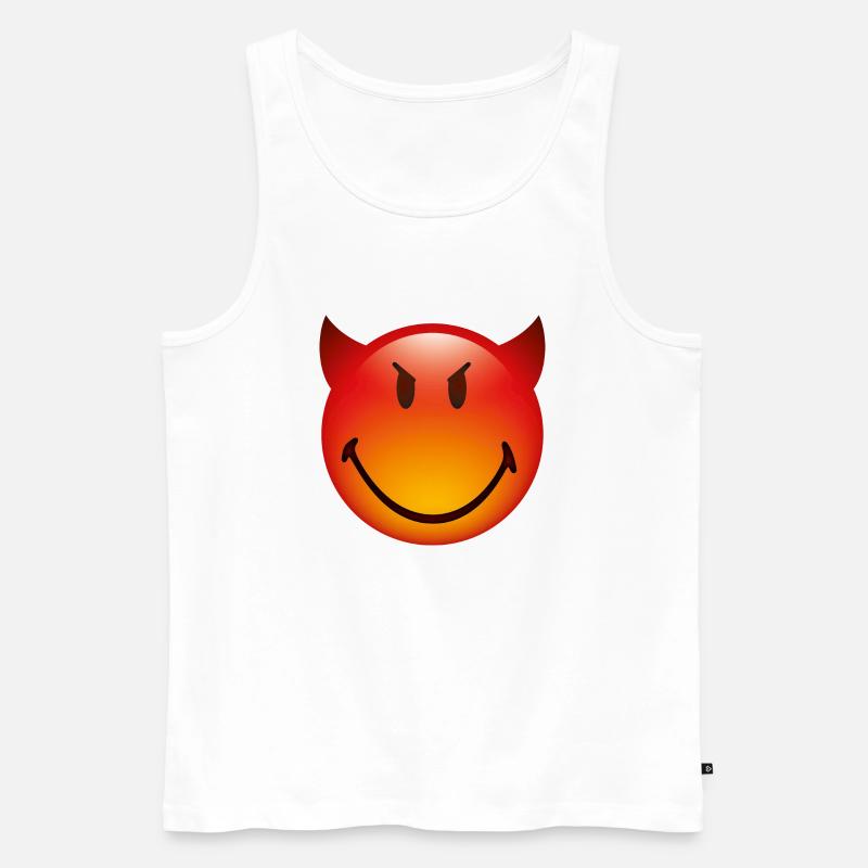 Smiley Glossy Devil - Männer Premium Bio Tank Top - Weiß