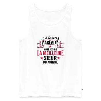 Pas parfaite mais la meilleure Sœur du monde - Débardeur bio Premium Homme - blanc - Devant - AI Model Male 178 light (178cm)