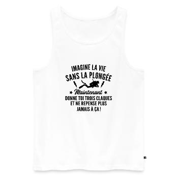 imagine la vie sans la plongée / humour plongée - Débardeur bio Premium Homme - blanc - Devant - AI Model Male 178 light (178cm)