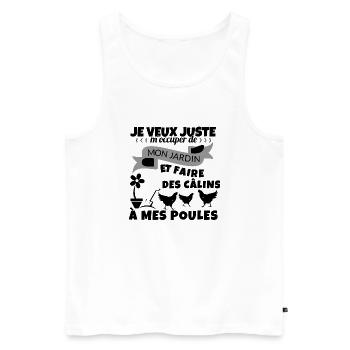 Mon Jardin et mes poules Cadeau - Débardeur bio Premium Homme - blanc - Devant - AI Model Male 178 light (178cm)