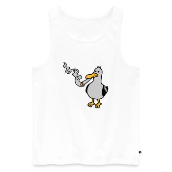 Stoner Seagull Fumant du chanvre - Débardeur bio Premium Homme - blanc - Devant - AI Model Male 178 light (178cm)