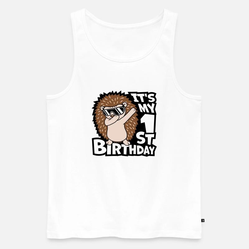 1st birthday dabbing Igel - Männer Premium Bio Tank Top - Weiß