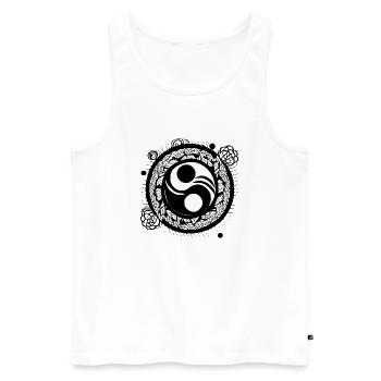 Yin Yang Sign Symbol Peace Happy 7 - Men's Premium Organic Tank Top - white - Front - Michal (187cm)