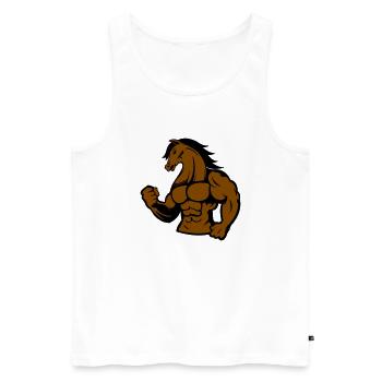 Cheval fort - Débardeur bio Premium Homme - blanc - Devant - Michal (187cm)