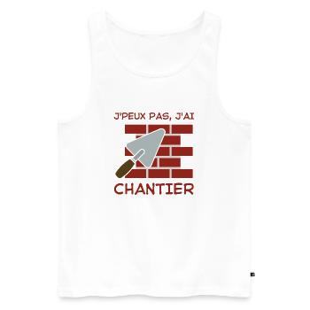 Maçon chantier - Débardeur bio Premium Homme - blanc - Devant - Michal (187cm)