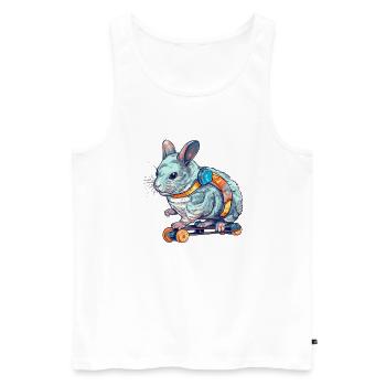 Ein schöner Chinchilla fährt auf einem Scateboard - Männer Premium Bio Tank Top - Weiß - Vorne - Michal (187cm)
