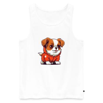 Cool Dog - Men's Premium Organic Tank Top - white - Front - AI Model Male 178 light (178cm)