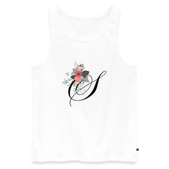 Lettre s fleuris - Débardeur bio Premium Homme - blanc - Devant - AI Model Male 178 light (178cm)