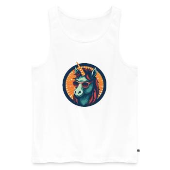 Unicorn with sunglasses, mythical horse - Men's Premium Organic Tank Top - white - Front - Michal (187cm)