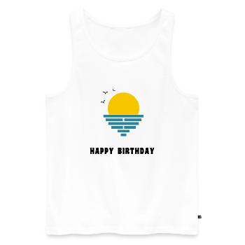 ALLES GUTE ZUM GEBURTSTAG. ALLES GUTE ZUM GEBURTSTAG. JAHRESTAG. - Männer Premium Bio Tank Top - Weiß - Vorne - Michal (187cm)