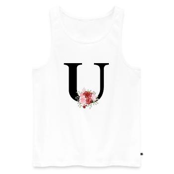 Roter floraler U-Buchstabe - Männer Premium Bio Tank Top - Weiß - Vorne - Michal (187cm)