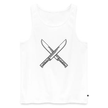 Couteaux - Débardeur bio Premium Homme - blanc - Devant - AI Model Male 178 light (178cm)