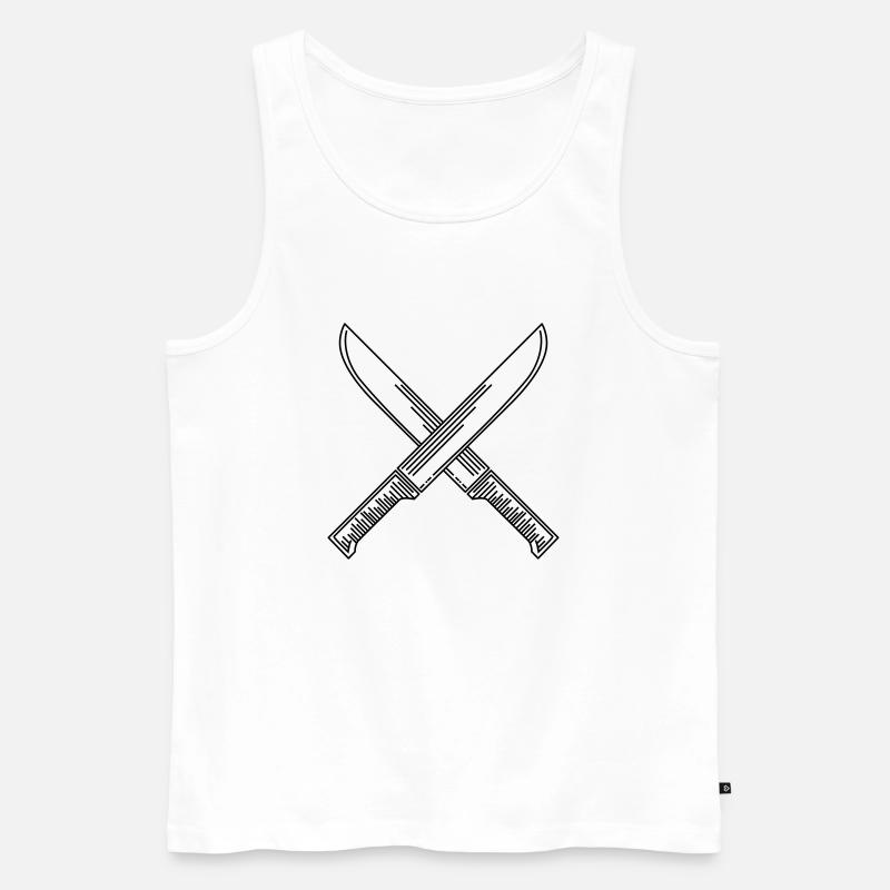 Messer - Männer Premium Bio Tank Top - Weiß