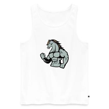 pferd stark - Männer Premium Bio Tank Top - Weiß - Vorne - Michal (187cm)