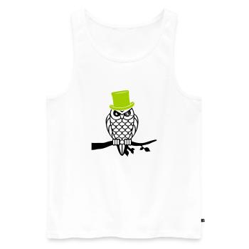 owl sir - Männer Premium Bio Tank Top - Weiß - Vorne - AI Model Male 178 light (178cm)