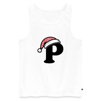 Buchstabe P mit Weihnachtsmütze - Männer Premium Bio Tank Top - Weiß - Vorne - Michal (187cm)