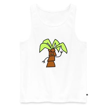 Lustige Süße Palme Winkt Glücklich Gesicht Comic - Männer Premium Bio Tank Top - Weiß - Vorne - AI Model Male 178 light (178cm)