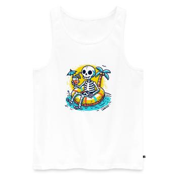 Skeleton with Float Rings – Fun Summer Design - Men's Premium Organic Tank Top - white - Front - AI Model Male 178 light (178cm)