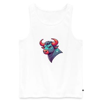 stier cartoon - Männer Premium Bio Tank Top - Weiß - Vorne - AI Model Male 178 light (178cm)