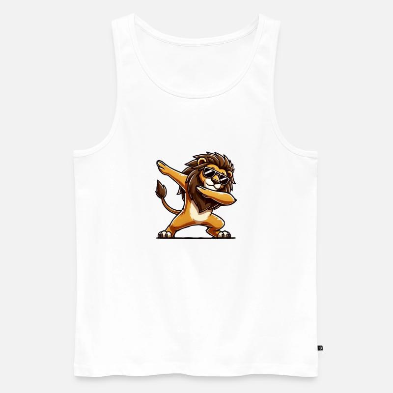löwe comic dabbing - Männer Premium Bio Tank Top - Weiß