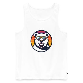 Polar Bear Cool Comic - Men's Premium Organic Tank Top - white - Front - AI Model Male 178 light (178cm)