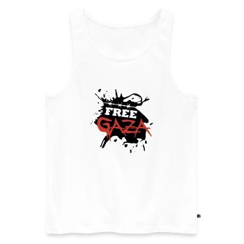 Free Gaza - Men's Premium Organic Tank Top - white - Front - AI Model Male 178 light (178cm)