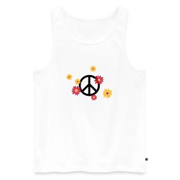 Signe de paix Fleur Amour flower power Saint-Valentin - Débardeur bio Premium Homme - blanc - Devant - Michal (187cm)