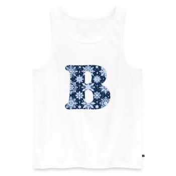 Lettre B Flocons de neige - Débardeur bio Premium Homme - blanc - Devant - AI Model Male 178 light (178cm)