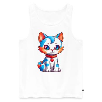 Cute cat with blue orange fur - Men's Premium Organic Tank Top - white - Front - AI Model Male 178 light (178cm)