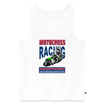 Moto Cross - Motocross - Supercross - MX - SX - Débardeur bio Premium Homme - blanc - Devant - AI Model Male 178 light (178cm)