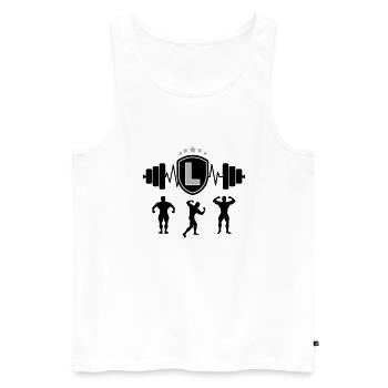Bodybuilding Gym Name Buchstabe Training L - Männer Premium Bio Tank Top - Weiß - Vorne - AI Model Male 178 light (178cm)