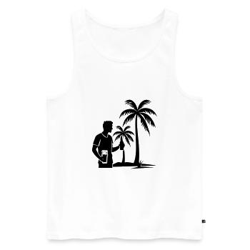 Palmiers Vacancier Île Icône - Débardeur bio Premium Homme - blanc - Devant - AI Model Male 178 light (178cm)