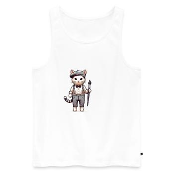 Cute Cat Artist - Men's Premium Organic Tank Top - white - Front - AI Model Male 178 light (178cm)