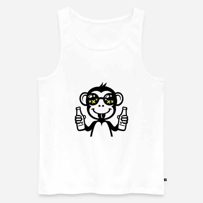 Affe Saufen Lustig Bier - Männer Premium Bio Tank Top - Weiß