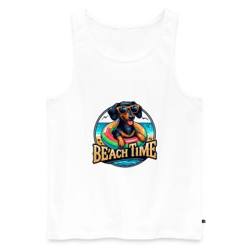 Dackel Hunde Sommer Strand und will jeder Hund - Männer Premium Bio Tank Top - Weiß - Vorne - AI Model Male 178 light (178cm)